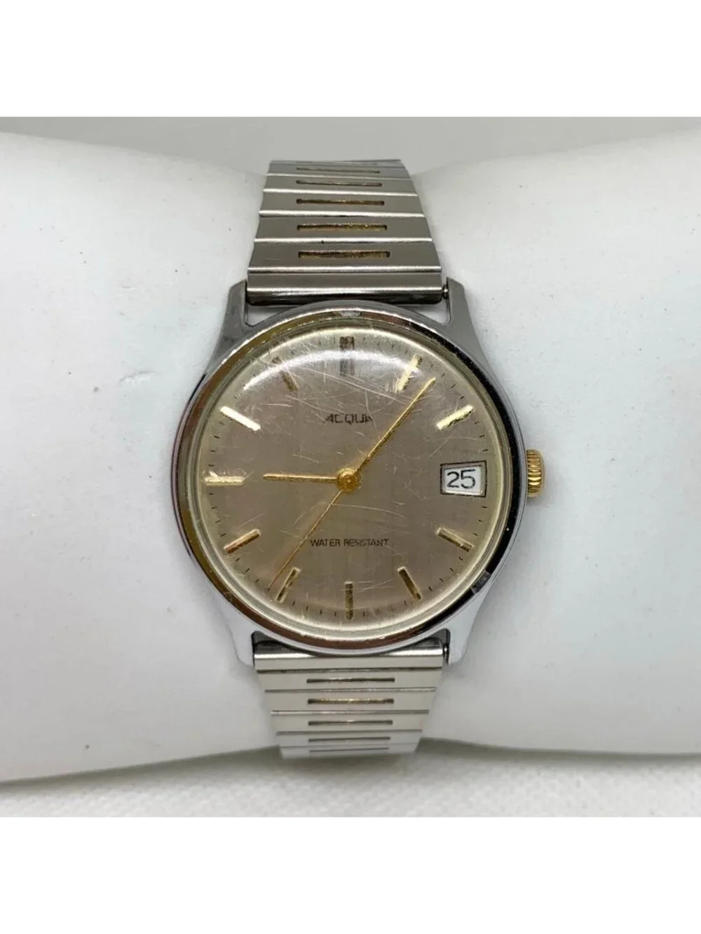 Vintage Acqua Mechanical Mens Watch 35mm two Tone manual wind up adjustable work